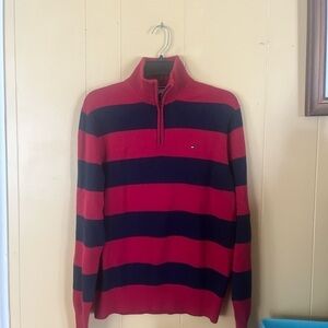 Vintage TOMMY Hilfiger Men’s Medium Half Zip Stripe Pullover Sweater